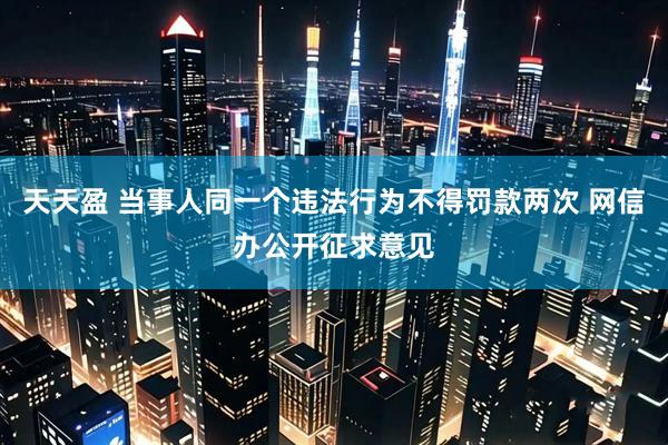 天天盈 当事人同一个违法行为不得罚款两次 网信办公开征求意见